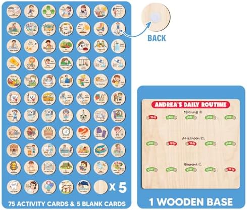 Wooden Chore Chart for Boys, Daily Routine Chart for Kids, Visual Schedule, Chore Reward Chart, Bedtime Morning Routine Chart for Toddlers (07) - Image 3