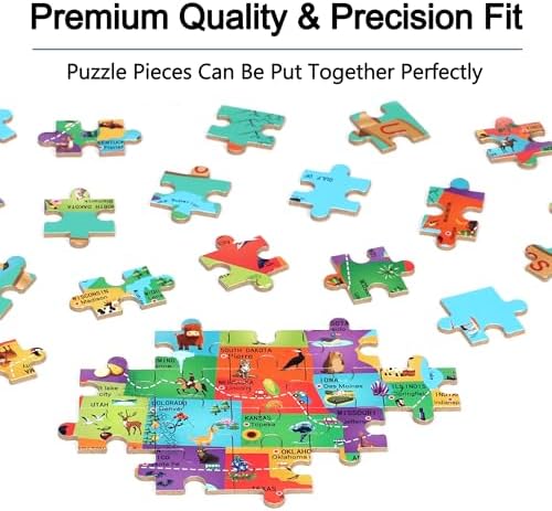 LELEMON Puzzles for Kids Ages 4-6,USA Map 100 Piece Puzzles for Kids Ages 4-8 in a Metal Box,Educational Jigsaw Puzzles 100 Piece Puzzle Games Puzzle Toys for Girls and Boys - Image 5