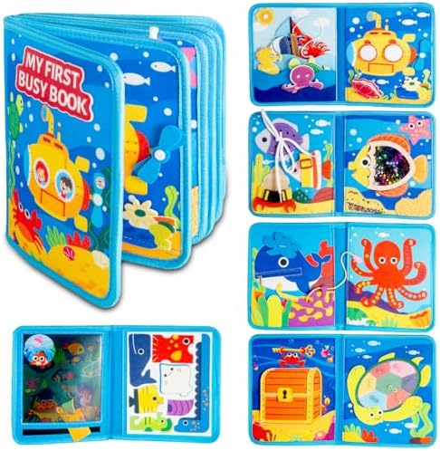DEGIDEGI Montessori Busy Book for Toddlers, Educational Sensory Activity Book with Life Skills Training, Quiet Travel Toy for Car and Airplane, (Deep Blue) by DEGIDEGI
