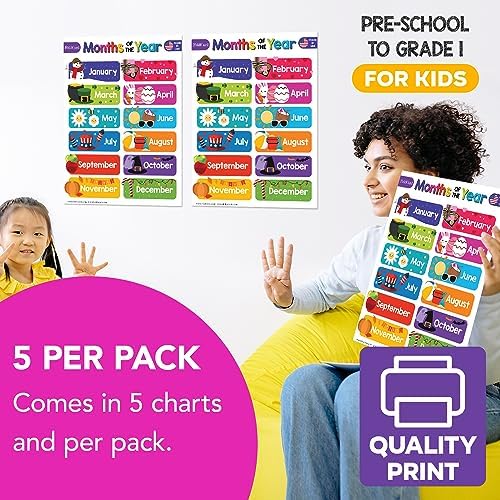 FoldCard Months of the Year Chart Educational Poster 8.5x11 5pk - Image 4
