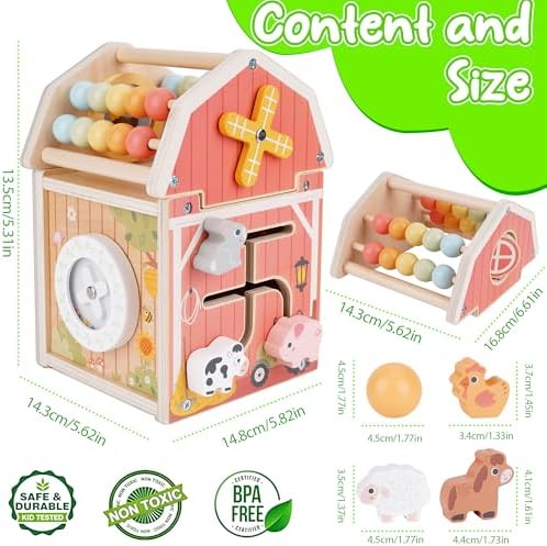 Melofaver Montessori Toys for 1 Year Old, Wooden Farm Animal Barn Toys Gift - Image 3