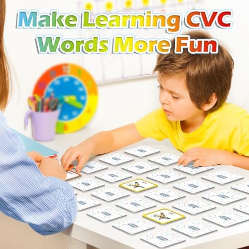 Aizweb CVC Word Match Game - 60 Pc Toddler Card Games for Kids Ages 3-6, Phonics Flash Cards for Preschool & Kindergarten Learning Activities, Educational Toys for Home School Supplies - Image 5