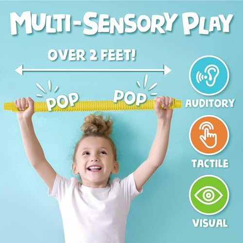 BUNMO Pop Tubes - Sensory Toys - Toddler Toys - Imaginative Play & Stimulating Creative Learning - Hours of Fun for Kids - Tons of Ways to Play - Non-Mouthable Toy 3+ - 6 Pack Medium - Image 3