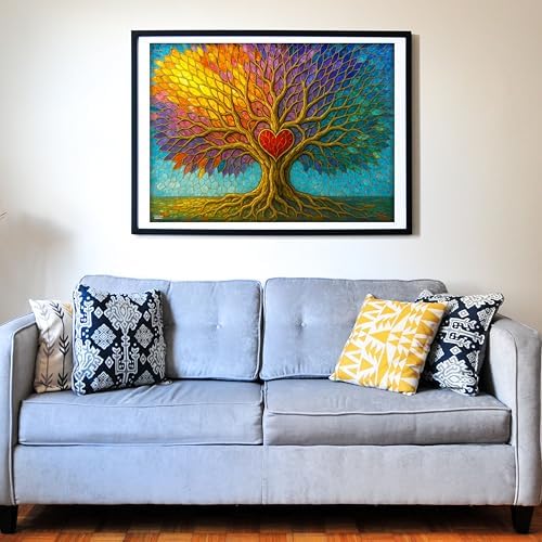 Think2Master Colorful Vibrant Stained Glass Style Artwork Tree of Life 500 Pieces Very Large Pieces Jigsaw Puzzle: 13+, Adults & Seniors. Great Gift. Size: 26.8” X 18.9” - Image 4