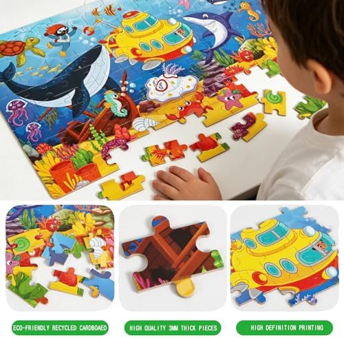 100 Piece Puzzles for Kids Ages 4-6 - Puzzles Ages 6-8 Year Old - Toy for Learning Ocean Animals for 8-10 yo - Jigsaw Toddler Game for Boy and Girl Ag - Image 2