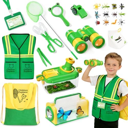 Bug Catcher for Kids, 24PCS Bug Catching Kit with Vest & Bag, Magnifying Glass Butterfly Net Kids Binoculars, Outdoor Exploration Camping Toys Gift Insect Catcher for Boys Girls Age 3-8 by Toycost