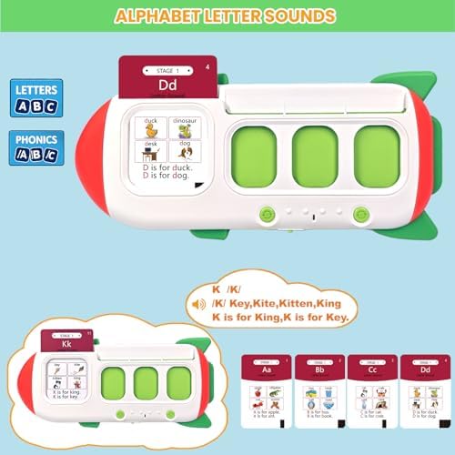 Talking Phonics Card Reader for Kids Ages 3-7, 5-Level Learn-to-Read System with Letter Sounds, Word Blending, Sight Words and Math Games, Preschool Kindergarten Homeschool Learning Toy - Image 5