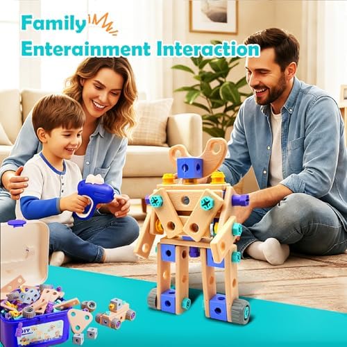 Kids STEM Building Toys For Ages 3-5 4-6 4-8 5-7 6-8 Years Old Boy Birthday Gift,101 Pcs Preschool Educational Construction Toys Tools Set With Drill,Toddler Design Drill Screw Toys (blue101) - Image 2