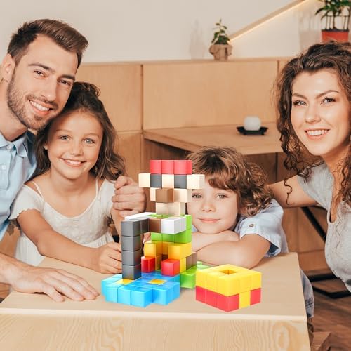 PicassoTiles 102pcs Pixel Magnetic Puzzle Cube 1” Pixel Mix & Match Toys with Ideabook STEM Education Learning Building Block Magnets Construction ToySet Stacking Creative Kit for Kids Age 3+ PMC102 - Image 2