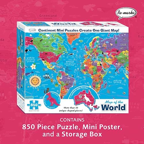 Re-marks Map of the World Deluxe Jigsaw Puzzle with Whimsy Pieces - Image 2