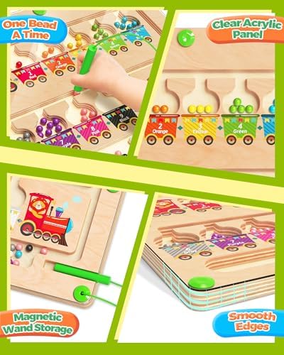 Magnetic Color and Number Maze, Montessori Toys for 2 3 4 Year Old- Train - Image 5
