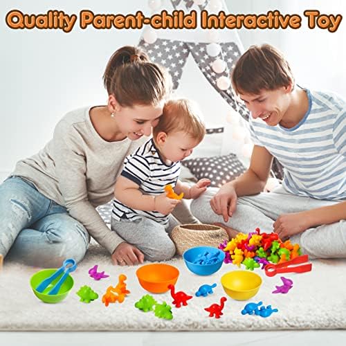 Counting Dinosaur Toys Matching Games with Sorting Bowls Sorting Toy for Toddlers Preschool Learning Activities for Math Color Sensory Montessori Fine Motor Skills for 3 4 5 Years Old Boys Girls - Image 5