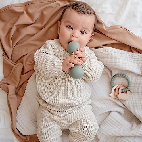 mushie Silicone Baby Shaker Rattle Toy | Ages 3+ Months (Dried Thyme) - Image 5