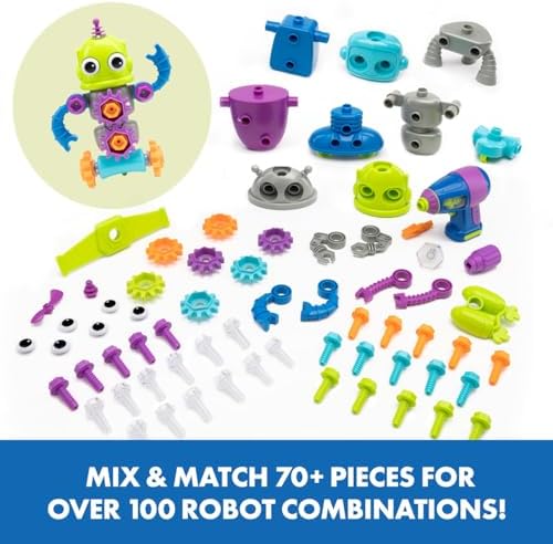 Educational Insights Design & Drill Robot Workshop - Construction Toys & Tools for Kids, Robot Toy Building Sets, Kids' Tool Set with Real Electric Drill Toy, Take Apart STEM Set, Gifts for Ages 3+ - Image 3
