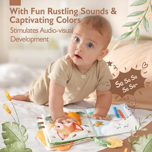hahaland Baby Soft Cloth Crinkle Books Touch and Feel Sensory Infant Toy - Image 2