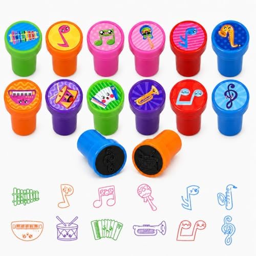 Cinrobiye 24 Pcs Music Stampers for Kids, Pre-Inked Musical Instrument Stampers, Music Party Favors, Birthday Party Supplies, Classroom Rewards, Goody Bag Fillers, Piñata Fillers by Cinrobiye