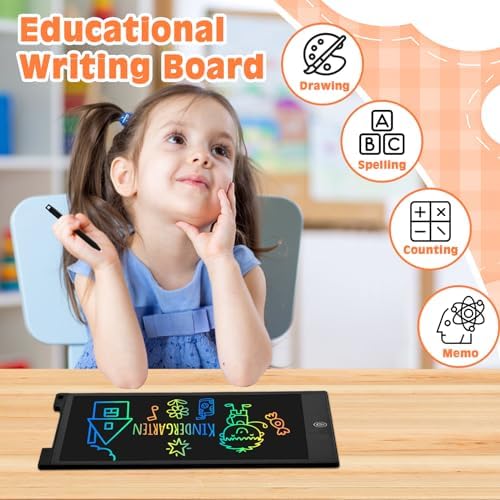cimetech LCD Writing Tablet, Toys Gifts for 3-8 Year Old Girls Boys, 12 Inch Colorful Drawing Pad for Kids Doodle Board, Christmas Stocking Stuffers Birthday Gifts for Toddler Travel Activities, Black - Image 4