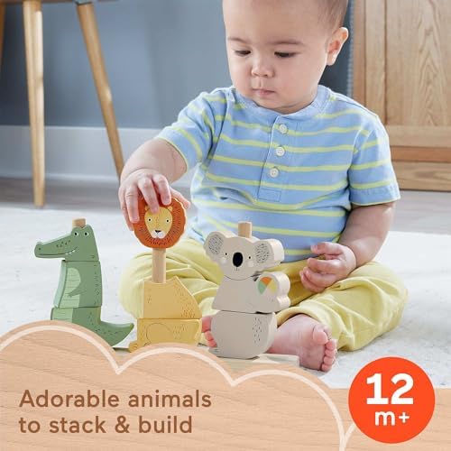 Fisher-Price Wood Baby Toy Stack & Sort Animals, 10 Wooden Pieces for Developmental Play for Infants & Toddlers Ages 1+ Years - Image 2