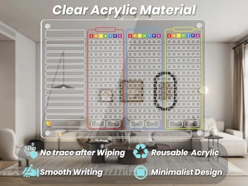 PigPotParty Acrylic Magnetic Chore Chart for Multiple Kids, Large 16x12 in - Image 5