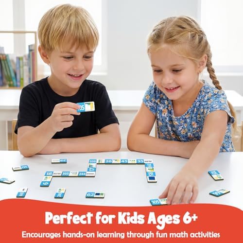 Kasfalci Place Value Dominoes Set Flash Cards, Back to School Supplies, 50 PCS Math Learning Games for Kids, Montessori Counting Toys, Preschool Kindergarten Classroom Must Haves - Image 6