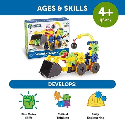 Learning Resources Gears WreckerGears, STEM Activities, Fine Motor Skills, Toddler Explorer Kit, Science and Construction, Boys and Girls Gifts, 47 Pieces, Ages 4 and Up - Image 5