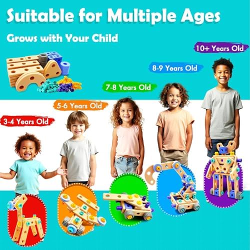Kids STEM Building Toys For Ages 3-5 4-6 4-8 5-7 6-8 Years Old Boy Birthday Gift,101 Pcs Preschool Educational Construction Toys Tools Set With Drill,Toddler Design Drill Screw Toys (blue101) - Image 3