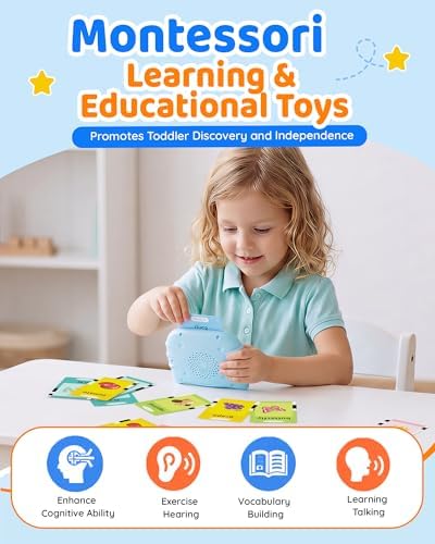 Aullsaty Talking Flash Cards for Toddlers 1-5 Years Old, Upgraded 536 Sight Words with 6 Songs Montessori Autism Sensory Toys, Educational Learning Speech Therapy Birthday Gifts for Boys Girls (Blue) - Image 7