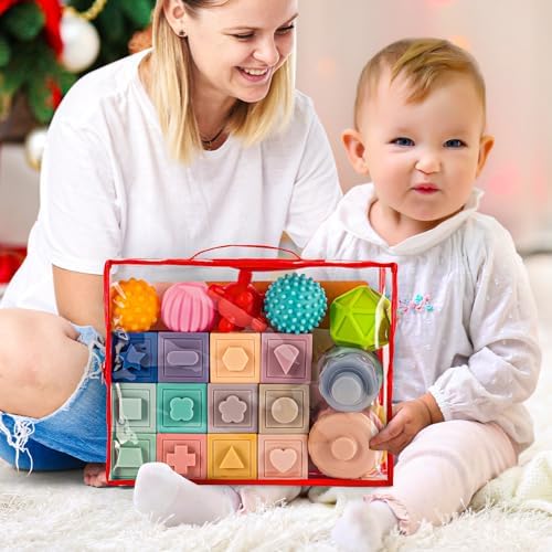 3 in 1 Baby Toys,Montessori Baby Blocks for 0-3-6-12 Months Babies - Image 6
