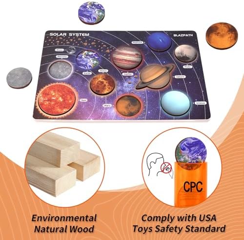 Solar System Planet Outer Space Toddler Wooden Puzzle Toys for Kids 3-5 - Image 2