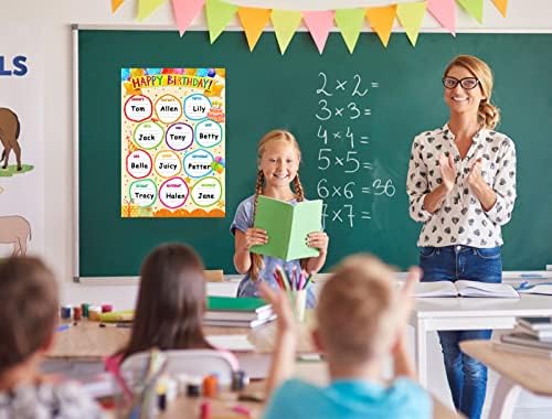 FaCraft Birthday Chart for Classroom - Happy Birthday Poster Reusable Birthday Calendar Laminated Classroom Birthday Chart Classroom Bulletin Board Decorations Back to School Supplies - Image 2