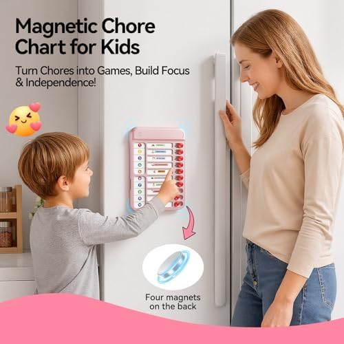 Chore Chart for Kids, to Do List Board with Sliders 19 Personalizable Sheets and Marker Visual Schedule for Kids with Autism Routine Chart Magnetic Dry Erase Board for Refrigerator, Desk, Home - Pink - Image 2