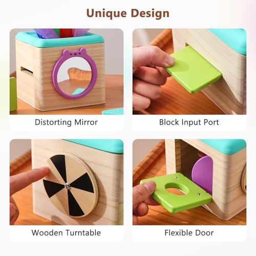 Youuys Wooden Baby Tissue Box Toy - Montessori Tissue Box Toy for Babies 12 Months with 3 Shape Blocks & 8 Silk Paper, Baby Boy Girl Gifts for Babies 12 18 Months Old Birthday Children Day - Image 3