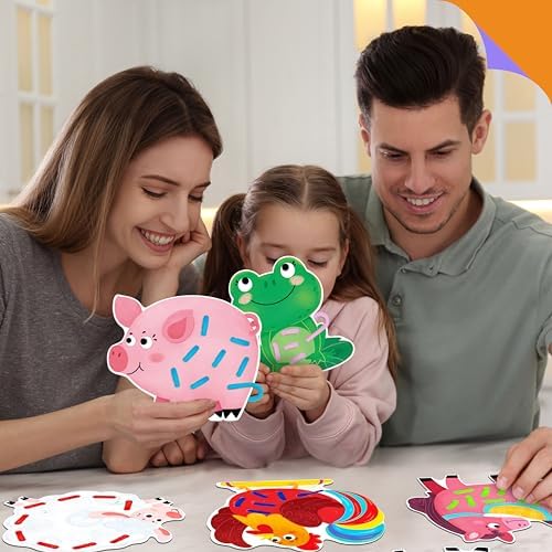 SpriteGru 9 PCS Farm Theme Lacing Cards, 9 Double Sided Sewing Cards with 9 Colorful Laces, Imagination Development Lacing Toys Educational and Learning Activity for Preschoolers, Kids - Image 6