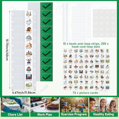 Gueevin 2 Pcs Kids Visual Schedule Routine Chart with 72 Picture Cards, Chore Chart Wall Planner ADHD Tools Bedtime Morning Daily Schedule Board for Kids Autism Downs Syndrome Dementia at Homeschool - Image 2