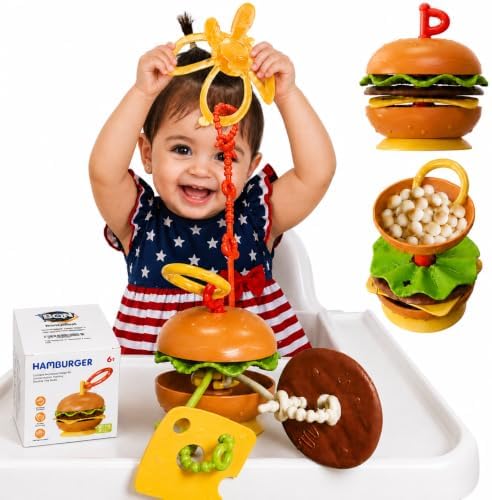 4-in-1 Hamburger Baby Suction Cup Toy Holder for High Chair, Teething Toys by Unknown