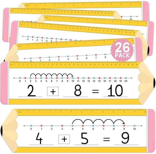 Number Line Dry Erase Boards Cards, 26 Pack 4x14 Pencil Theme by BrightenKidz