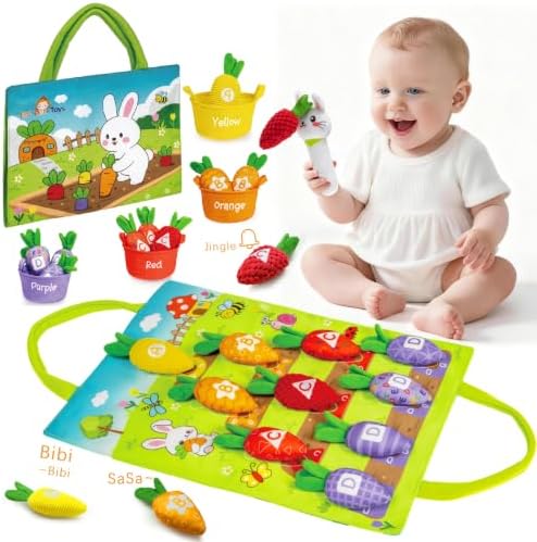 Montessori Toys for 1 Year Old, My First Carrot Garden Baby Toy with Color Sorting, Crinkle & Rattle, Fine Motor Skills, Educational Sensory Toys for 1 2 3 Year Old Boy Girl Gifts Birthday by Unknown