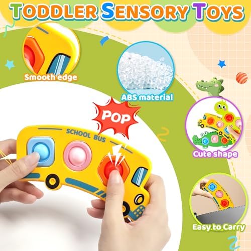 3PC Fidget Popper Sensory Toys Airplane Travel Activities for Toddlers Pop It Fidget Toys for 12+ Month Babies 1 2 3 Year Old Girls Boys Christmas Stocking Stuffer Easter Basket Stuffer Gift - Image 2