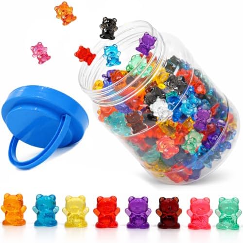 110 PCS Translucent Counting Bears with Storage Jar, Color Sorting Math Manipulatives for Toddlers 3+, Preschool & Kindergarten Learning Toys, Bear Counters by Unknown