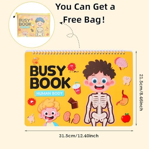 Montessori Busy Book for Toddlers 3-5, Human Body Anatomy Busy Book for Kids, Preschool Learning Activities, Autism Sensory Toys, Quiet Book Travel Toys, Educational Gifts for Boys Girls Ages 3-6 - Image 6