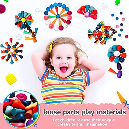 Chivao Loose Parts Play Materials Set, Wooden Mandala Toys Kit,162 Pcs - Image 6