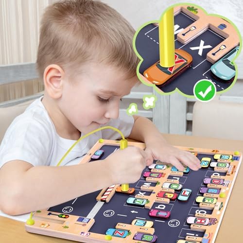 Wooden Magnetic Alphabet Maze Letter Puzzle Montessori Toys for Boys Gift - Image 3