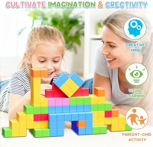 100PCS Magnetic Building Blocks, Sensory Square Construction Set, Ages 3+ - Image 6