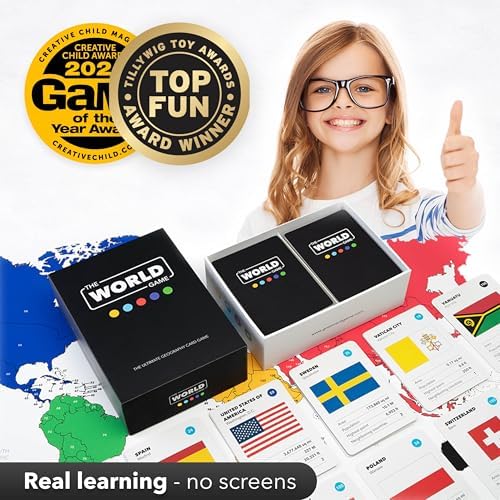 The World Game - Geography Card Game - Educational Games for Kids, Family and Adults - Cool Learning Gift Idea for Teenage Boys & Girls 8-12 with Map - Image 3