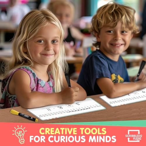 Scribbledo Dry Erase Number Line for Students Grades K2-K3, 10 Pack Double-Sided 0-20 and Open Number Line Layouts for Hands-On Elementary Math Practice, Classroom, Homeschool and Tutoring 4x12 Inch - Image 4