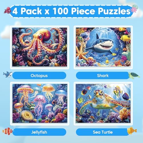 4 Pack 100 Piece Puzzles for Kids Ages 4-8 - Image 2