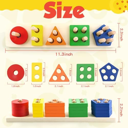 Montessori Toys for 2 3 Year Old Girls Boys, Wooden Sensory Toys for 2-3 Year Old Birthday Gifts, Education Toddler Puzzles Toddler Easter Basket Stuffers Learning Toy Activities Puzzles Ages 2-3 - Image 2