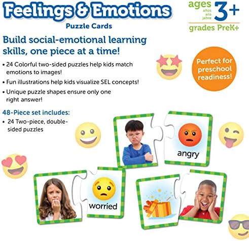 Learning Resources Feelings & Emotions Puzzle Cards - SEL, Emotional Regulation Tools for Kids, Toddlers Calming Corners, Montessori Essentials, Matching Games, Flash Cards, Homeschool, Preschool - Image 5