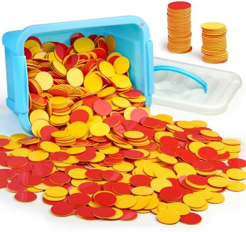 TOMMYHOME Plastic Two-Color Counter,Red/Yellow Two Side 1000 PCS,Counting Manipulatvies, Math Counters for Kids, Counting Chips - Image 3