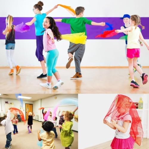 12 Colors 36Pcs Square Dance Scarves for Play, Music Dance Class, 24 Inches - Image 4